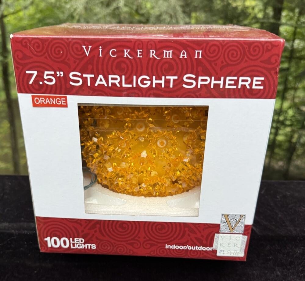 Vickerman 7.5" Starlight Sphere 100 Orange Gold LED Lights Indoor/Outdoor Works!